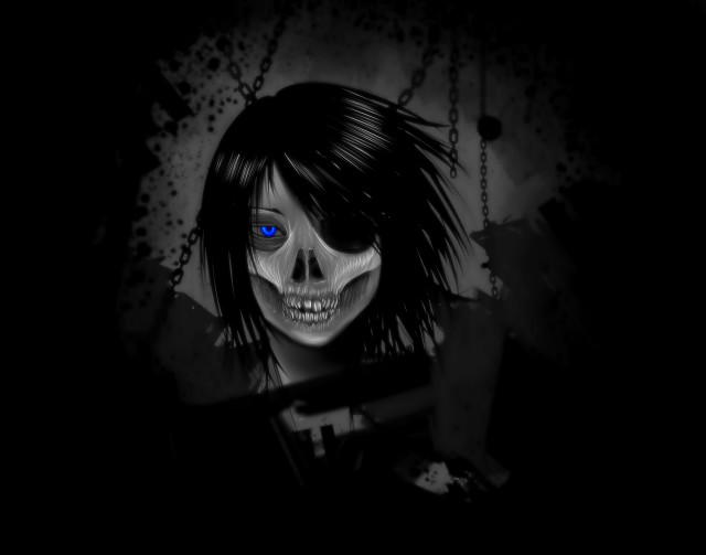 Gothic anime skull woman chains free wallpaper - medium preview image