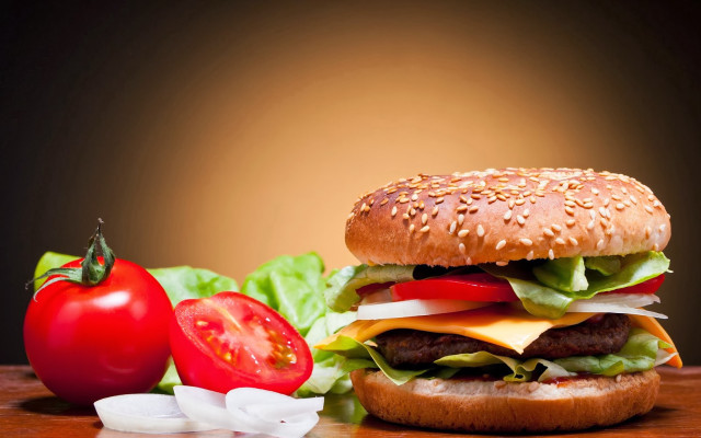 Hamburger lettuce tomato cheese onion #2 free wallpaper - medium preview image