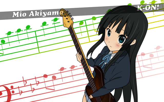 Girl guitar musical notes background free wallpaper - medium preview image