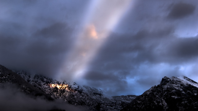 Mountain rainbow sky clouds beautiful free wallpaper - medium preview image