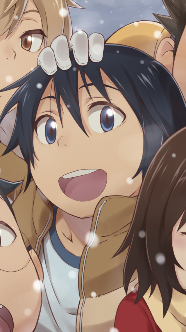 Group snow falling people tongue free wallpaper - medium preview image
