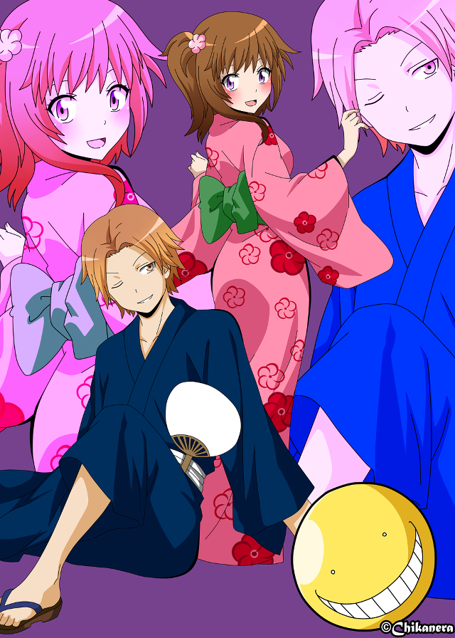 Anime characters group smiling ball free wallpaper - medium preview image