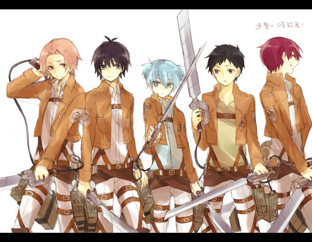 Anime characters swords group battle free wallpaper - medium preview image