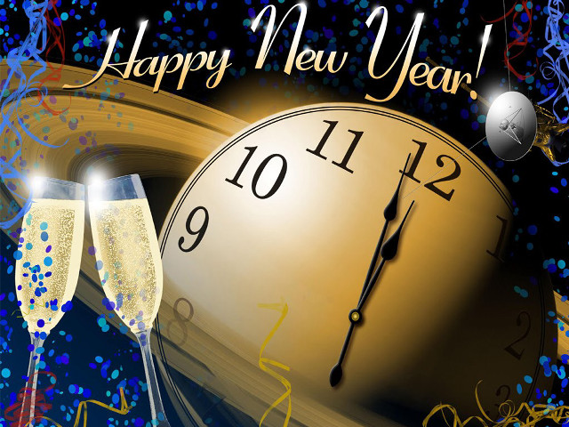 Clock champagne new year confetti free wallpaper - medium preview image