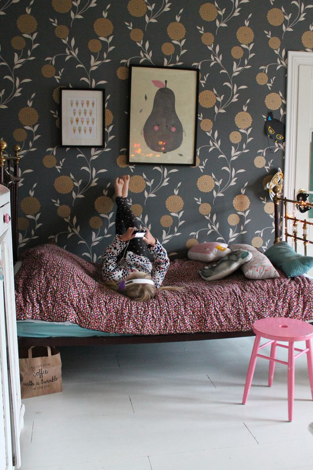 Child bed bedroom maximalism storybook free wallpaper - medium preview image