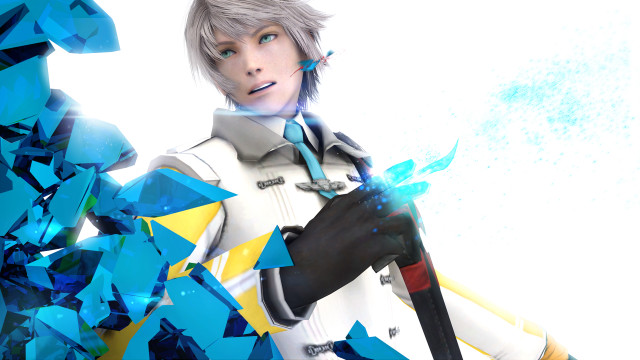 Sword person white background blue free wallpaper for desktop - medium preview image