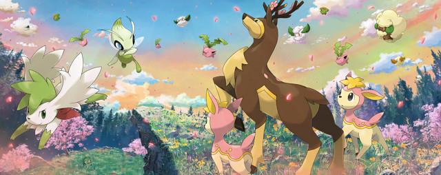 Pokemon group lush green field free wallpaper - medium preview image