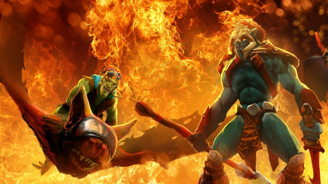 Fighting over fireball with swords free wallpaper - medium preview image