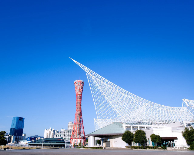 Tall red tower building blue free wallpaper - medium preview image