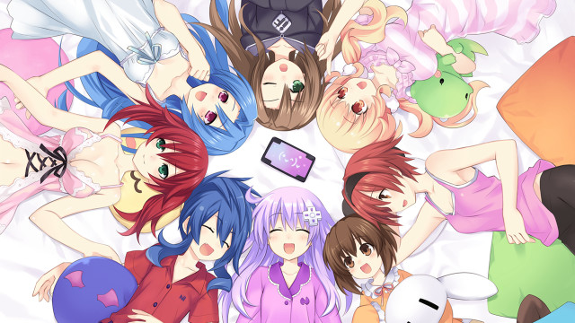 Anime girls bed cellphone fun free wallpaper - medium preview image