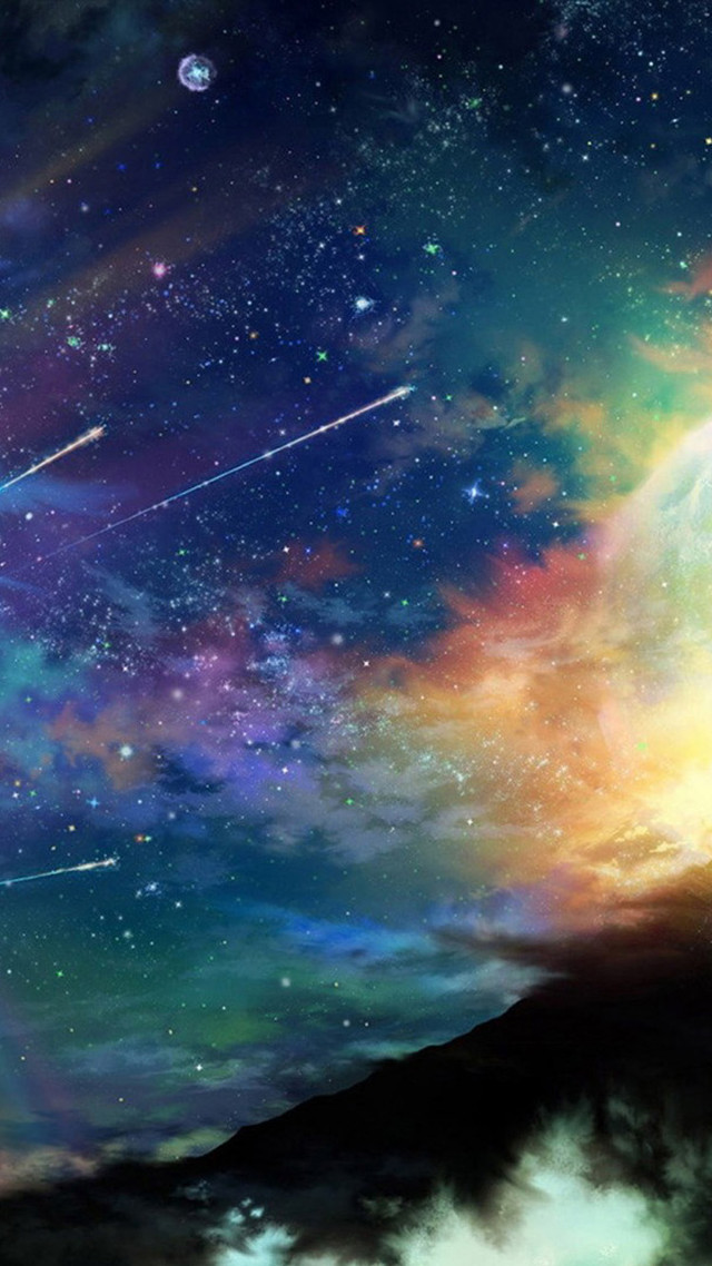 Man hill stars sky bright free wallpaper - medium preview image