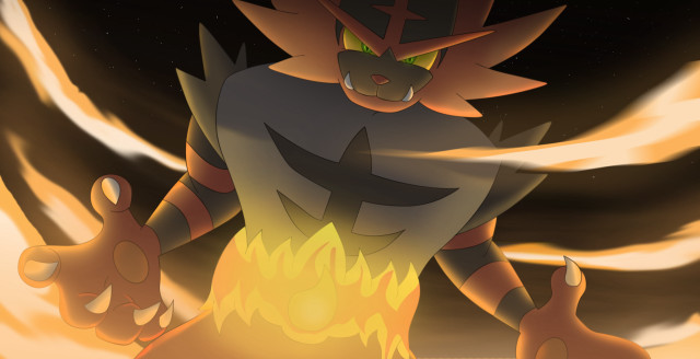 Cartoon character fire demon back free wallpaper - medium preview image