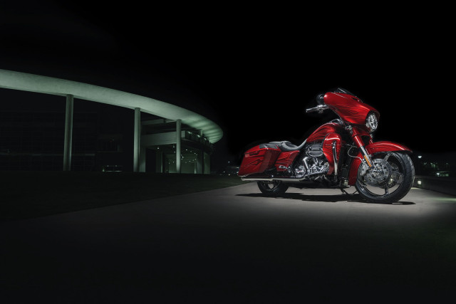 Red motorcycle night building circular free wallpaper - medium preview image