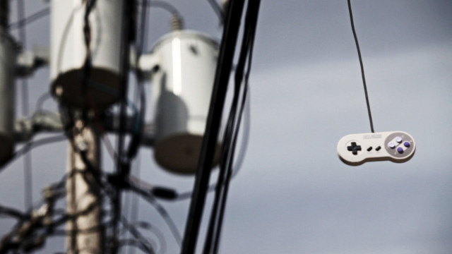 White controller hanging wire clouds free wallpaper - medium preview image