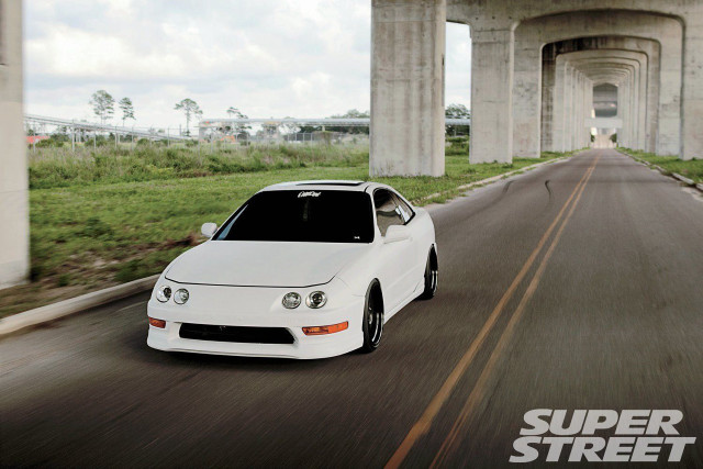 White car driving road bridge free wallpaper - medium preview image