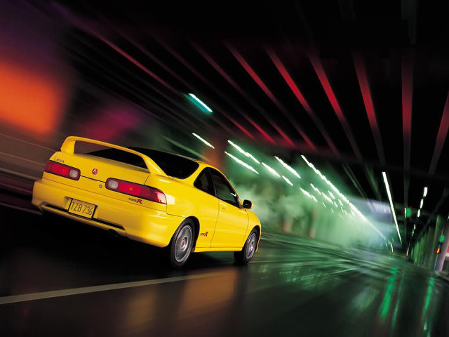 Yellow car driving neon light free wallpaper - medium preview image