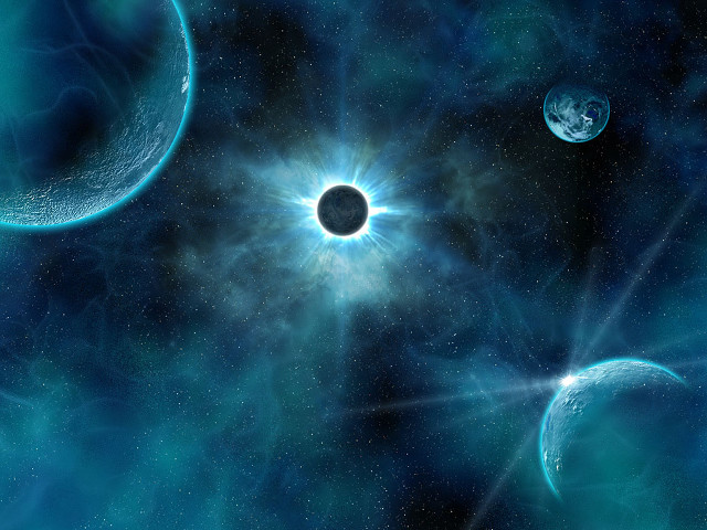 Planets blue space black hole free wallpaper - medium preview image