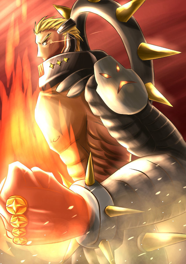 Cartoon character holding fire sword free wallpaper - medium preview image