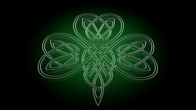 Green shamrock black background white free wallpaper - medium preview image
