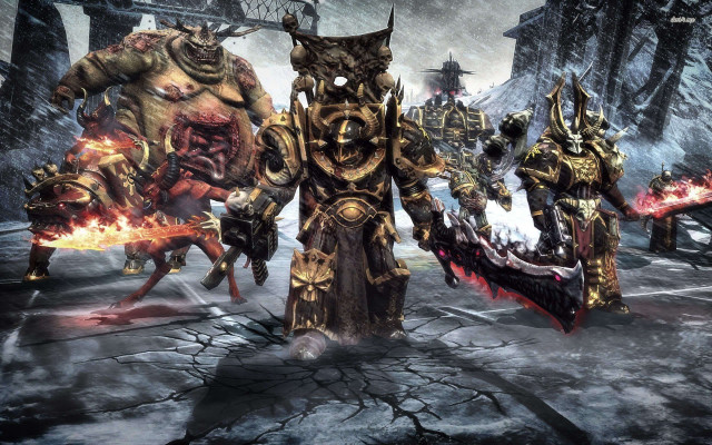 Demonic men forest fire torches free wallpaper - medium preview image