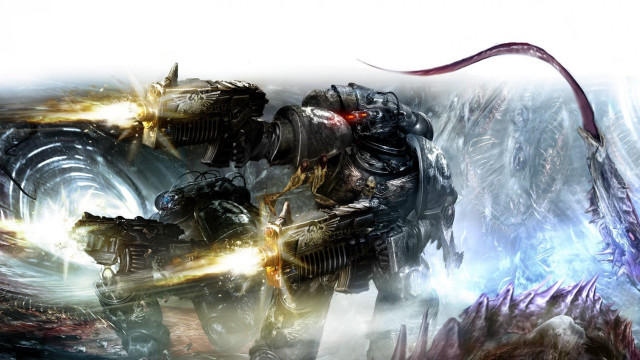 Robots fighting alien creature red free wallpaper for desktop - medium preview image