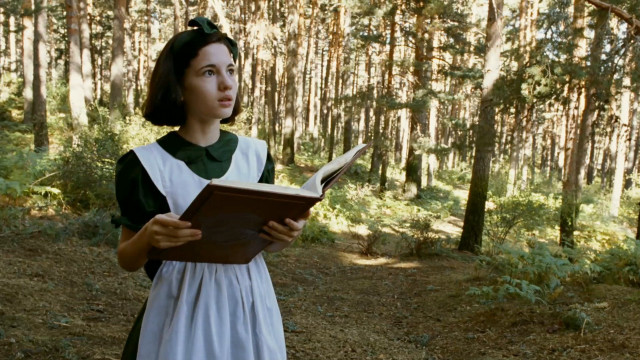 Woman dress reading book woods free wallpaper - medium preview image