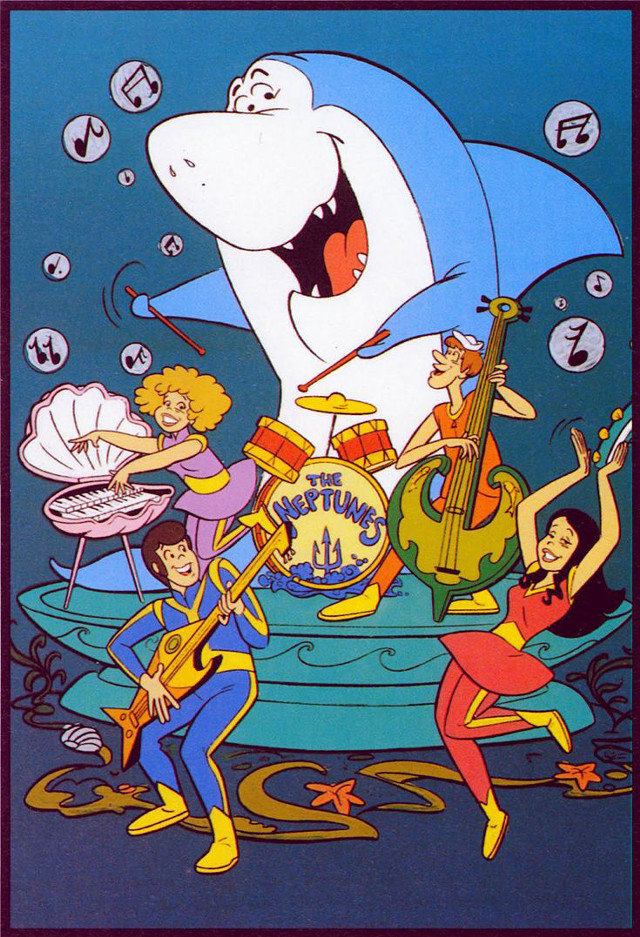 Cartoon band shark guitar man free wallpaper - medium preview image