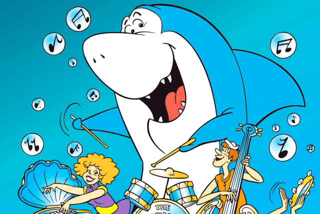 Shark drumming girl guitar boy free wallpaper - medium preview image