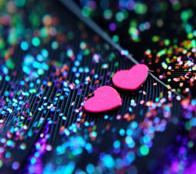 Two hearts colorful background glitters free wallpaper - medium preview image