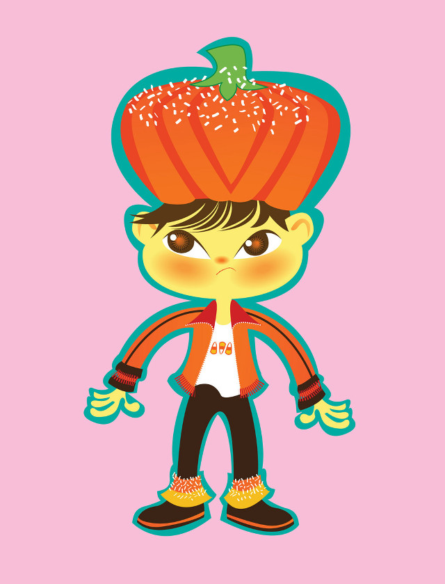Cartoon character pumpkin head hand free wallpaper - medium preview image
