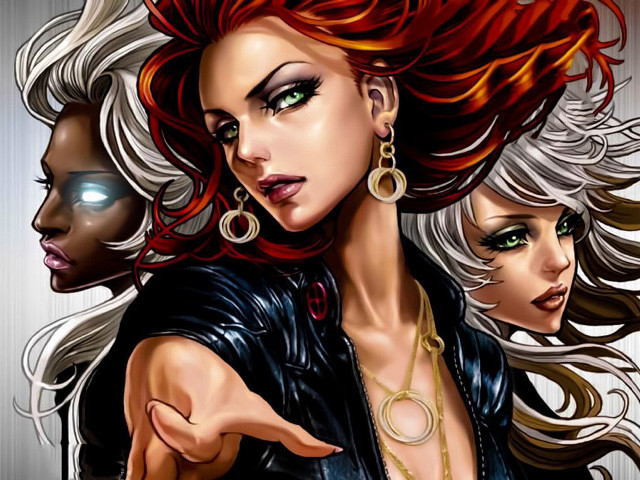 Red hair pointing green eyes free wallpaper - medium preview image