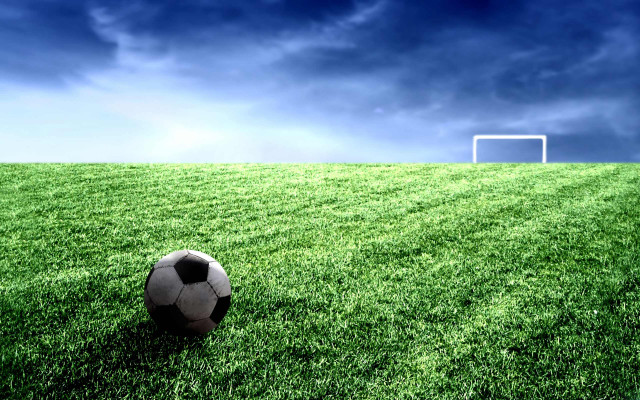 Soccer ball green field goal #2 free wallpaper - medium preview image