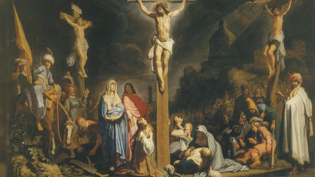 Jesus crucifix cave people animals free wallpaper - medium preview image