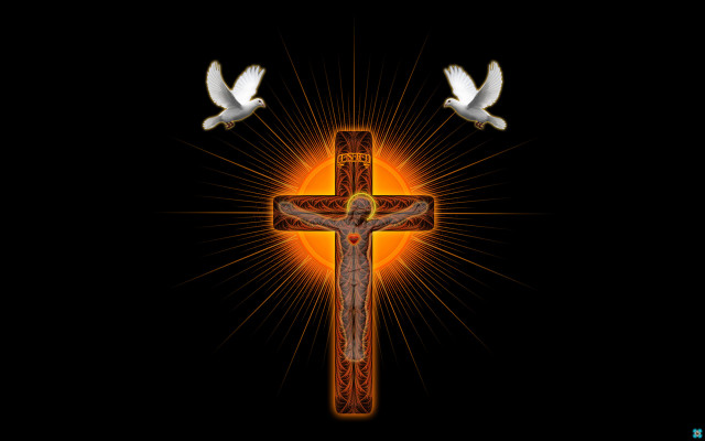 Cross white birds flying black free wallpaper - medium preview image
