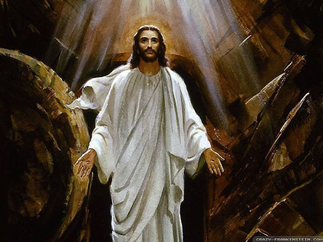 Jesus standing cave arms outstretched free wallpaper - medium preview image