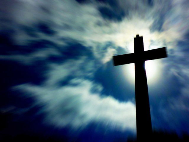 Cross cloudy sky sunbeam background free wallpaper - medium preview image