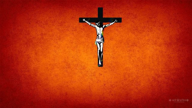 Man cross red wall painting free wallpaper - medium preview image