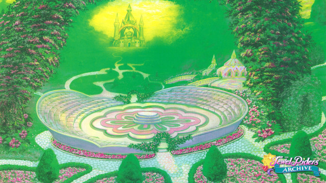Garden fountain castle trees flowers free wallpaper - medium preview image