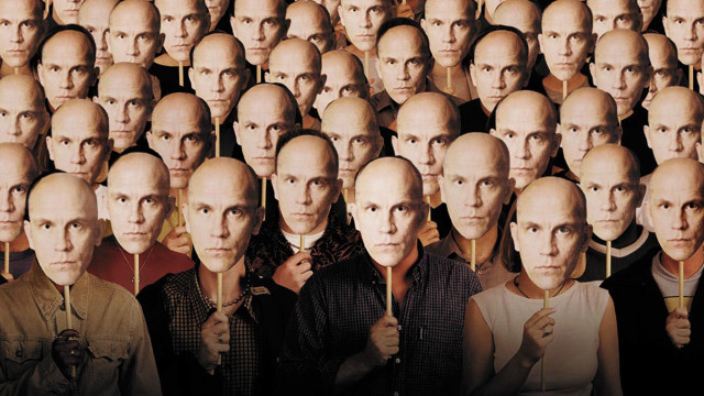 Identical heads crowd people group free wallpaper - medium preview image