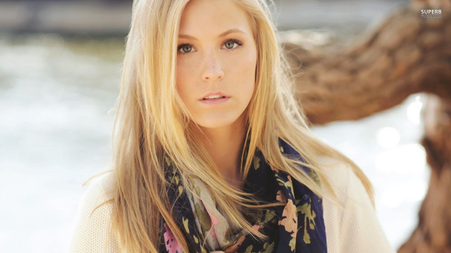 Blonde woman tree water scarf free wallpaper - medium preview image