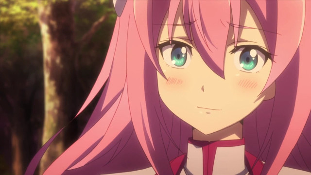 Pink hair green eyes forest free wallpaper - medium preview image