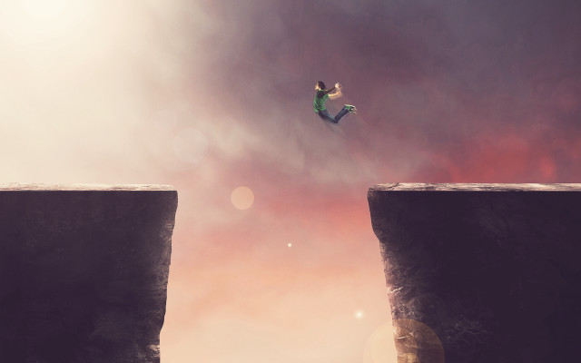 Jumping cliff kite sky person free wallpaper - medium preview image