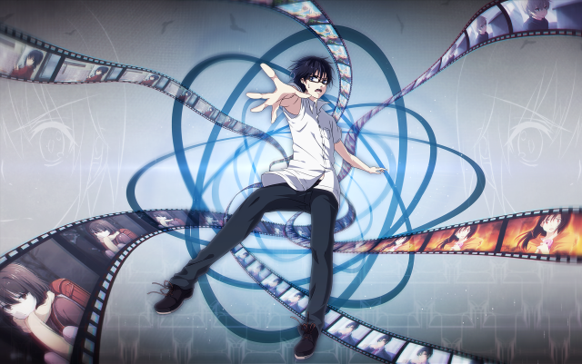 Man filmstrip outstretched arms rain free wallpaper - medium preview image