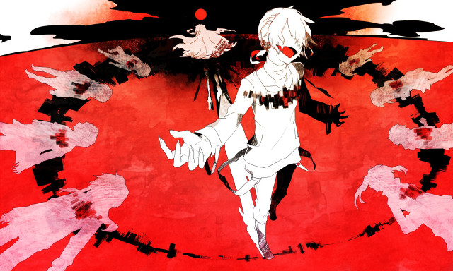 White haired yandere blood red free wallpaper - medium preview image