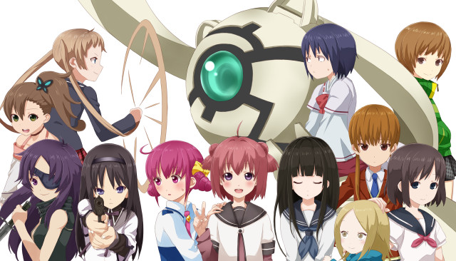 Anime girls green eyeball group free wallpaper - medium preview image
