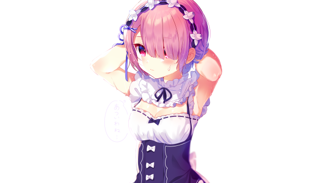 Anime girl pink hair maid free wallpaper - medium preview image