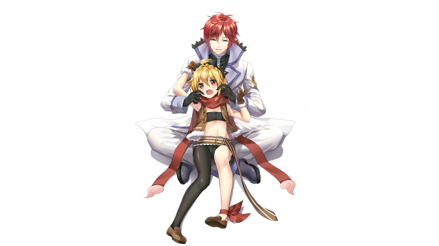 Anime couple sitting white background free wallpaper - medium preview image