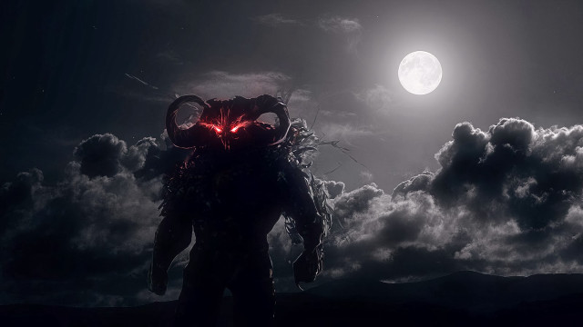 Man field fullmoon clouds night free wallpaper - medium preview image