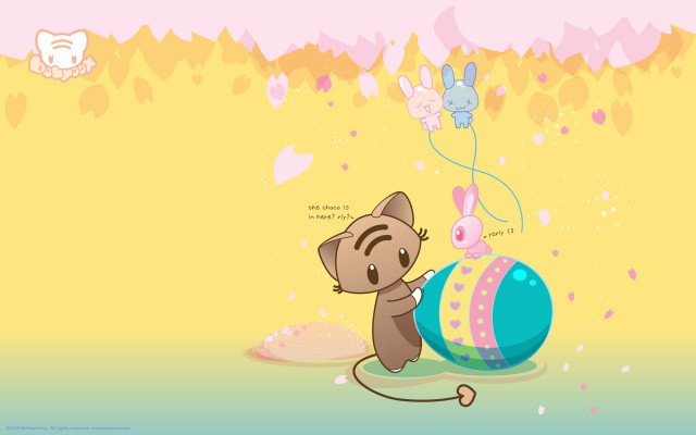 Cartoon cat playing ball beach free wallpaper - medium preview image