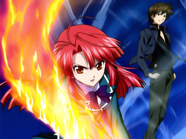 Girl red hair man suit free wallpaper - medium preview image